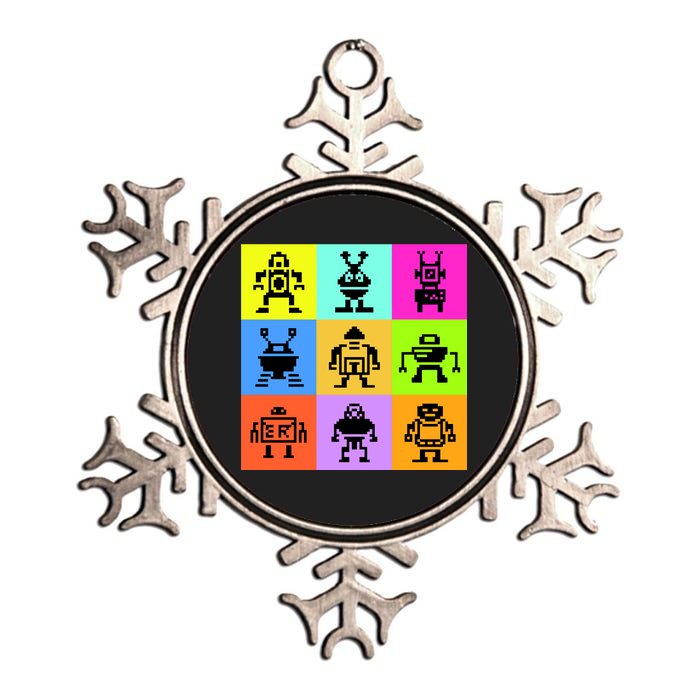 Pixelated Robot Collection Metallic Star Ornament