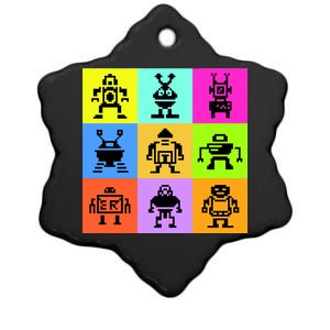 Pixelated Robot Collection Ceramic Star Ornament