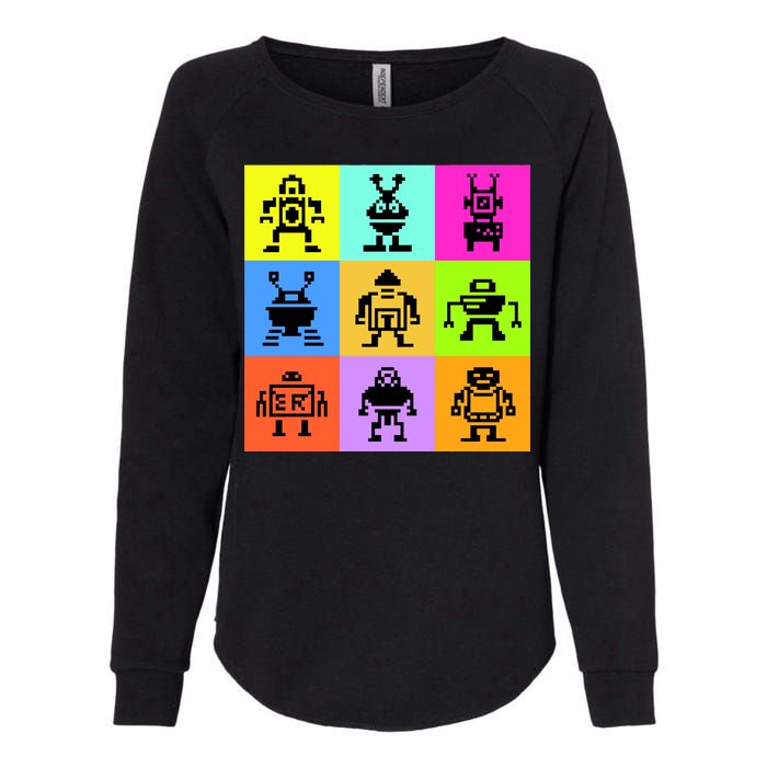 Pixelated Robot Collection Womens California Wash Sweatshirt