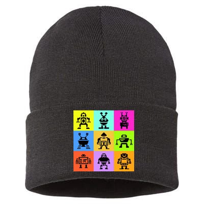 Pixelated Robot Collection Sustainable Knit Beanie