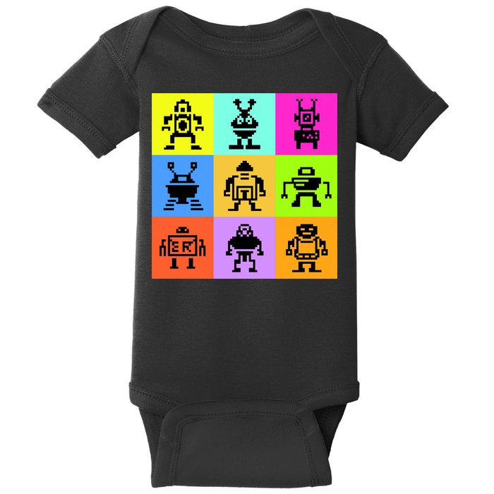 Pixelated Robot Collection Baby Bodysuit