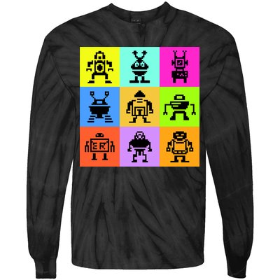 Pixelated Robot Collection Tie-Dye Long Sleeve Shirt