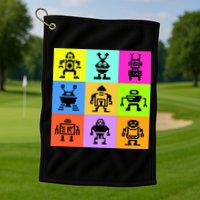 Pixelated Robot Collection Golf Towel