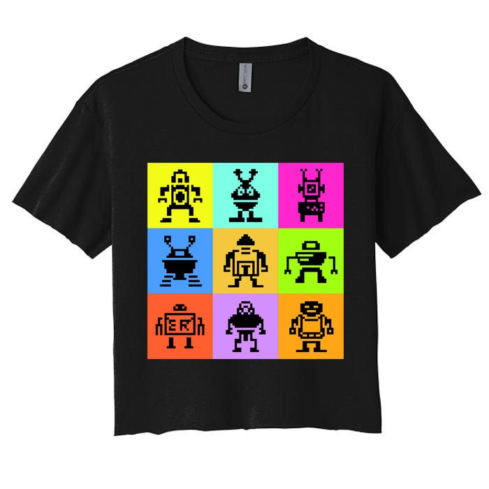 Pixelated Robot Collection Crop Top