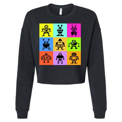 Pixelated Robot Collection Cropped Pullover Crew