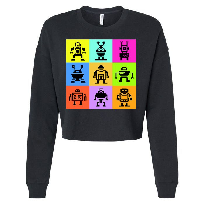 Pixelated Robot Collection Cropped Pullover Crew