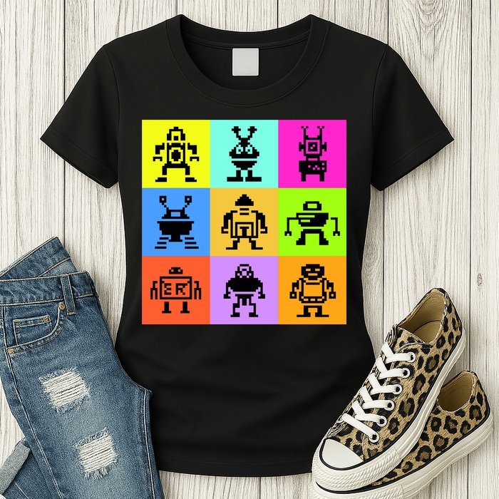 Pixelated Robot Collection Womens T-Shirt