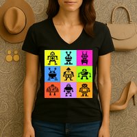 Pixelated Robot Collection Women's V-Neck T-Shirt