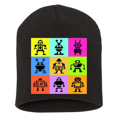 Pixelated Robot Collection Short Acrylic Beanie