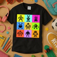 Pixelated Robot Collection Kids T-Shirt