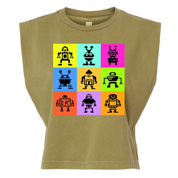Pixelated Robot Collection Garment-Dyed Women's Muscle Tee