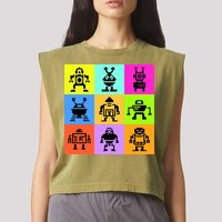 Pixelated Robot Collection Garment-Dyed Women's Muscle Tee