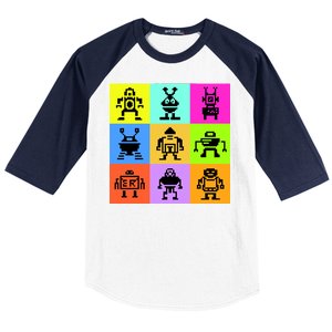 Pixelated Robot Collection Baseball Sleeve Shirt