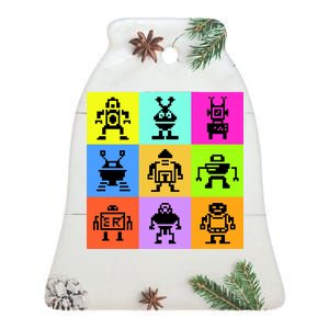 Pixelated Robot Collection Ceramic Bell Ornament