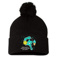 Pickleball If You Want A Soft Serve Go Get Ice Cream Funny Pom Pom 12in Knit Beanie