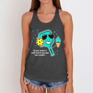 Pickleball If You Want A Soft Serve Go Get Ice Cream Funny Women's Knotted Racerback Tank