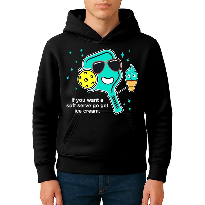 Pickleball If You Want A Soft Serve Go Get Ice Cream Funny Kids Hoodie