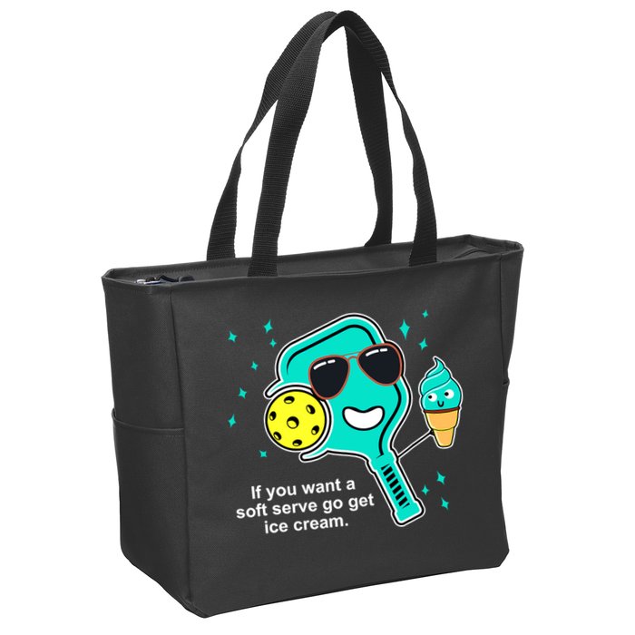 Pickleball If You Want A Soft Serve Go Get Ice Cream Funny Zip Tote Bag