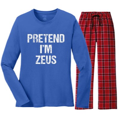 Pretend Im Zeus Costume Greek God Halloween Party Women's Long Sleeve Flannel Pajama Set 