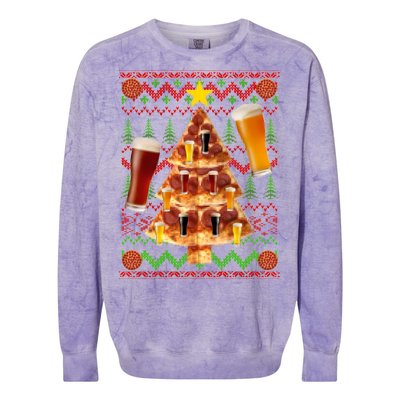 Pizza and Beer Ugly Christmas Sweater Colorblast Crewneck Sweatshirt