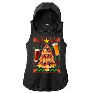 Pizza and Beer Ugly Christmas Sweater Ladies PosiCharge Tri-Blend Wicking Draft Hoodie Tank