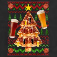 Pizza and Beer Ugly Christmas Sweater 7 Panel Mesh Trucker Snapback Hat
