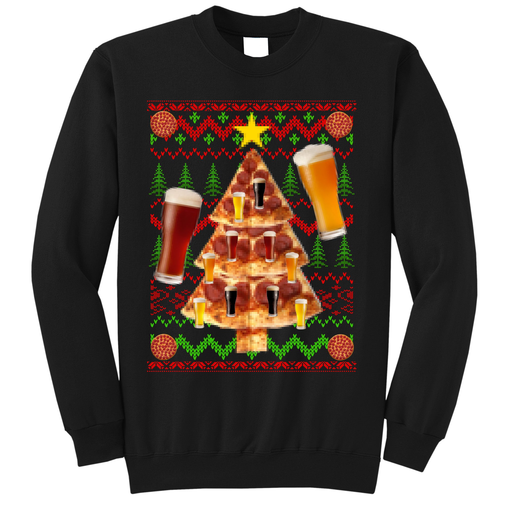 Pizza and Beer Ugly Christmas Sweater Sweatshirt