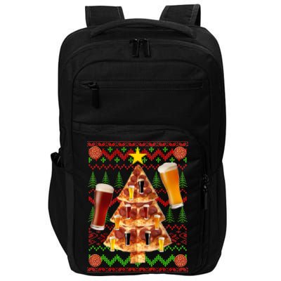 Pizza and Beer Ugly Christmas Sweater Impact Tech Backpack