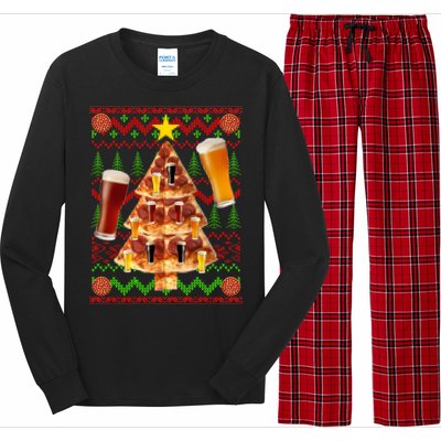 Pizza and Beer Ugly Christmas Sweater Long Sleeve Pajama Set