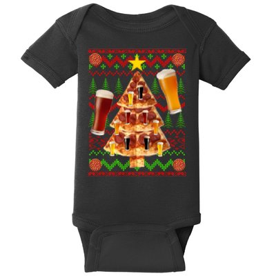 Pizza and Beer Ugly Christmas Sweater Baby Bodysuit