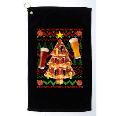 Pizza and Beer Ugly Christmas Sweater Platinum Collection Golf Towel