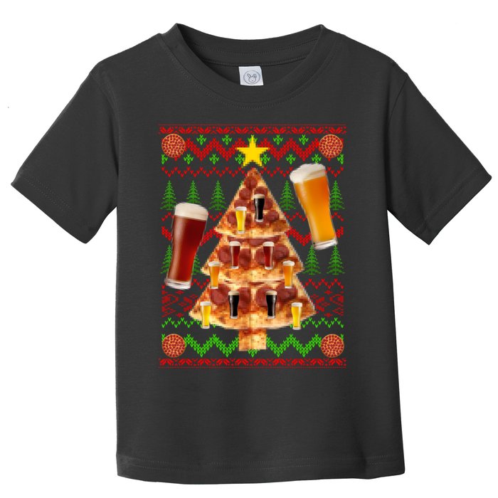 Pizza and Beer Ugly Christmas Sweater Toddler T-Shirt