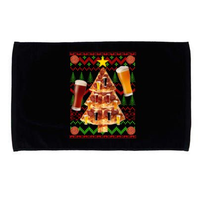 Pizza and Beer Ugly Christmas Sweater Microfiber Hand Towel