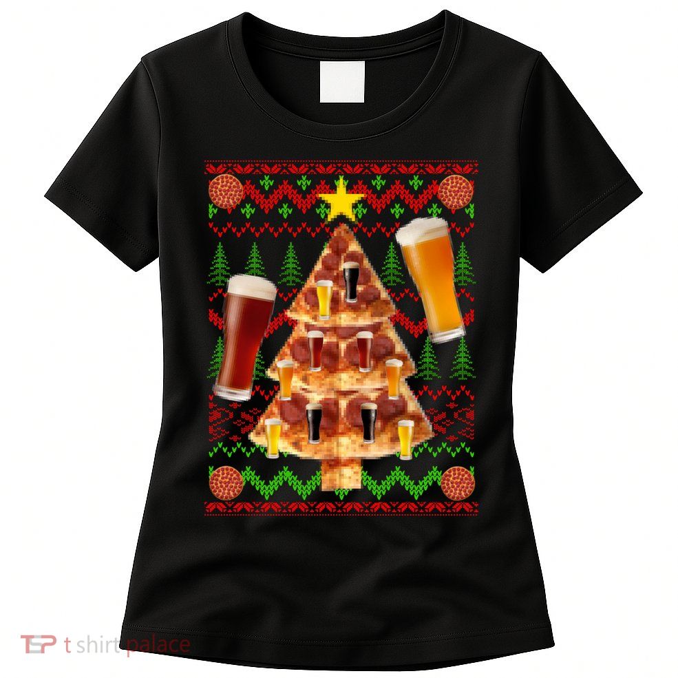 Pizza and Beer Ugly Christmas Sweater Womens T-Shirt