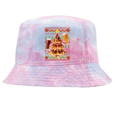 Pizza and Beer Ugly Christmas Sweater Tie-Dyed Bucket Hat