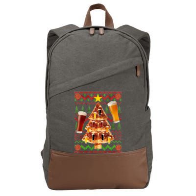 Pizza and Beer Ugly Christmas Sweater Cotton Canvas Backpack