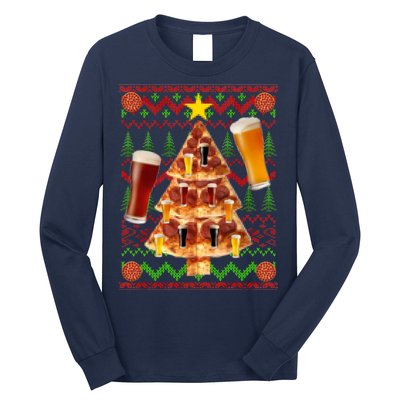 Pizza and Beer Ugly Christmas Sweater Long Sleeve Shirt