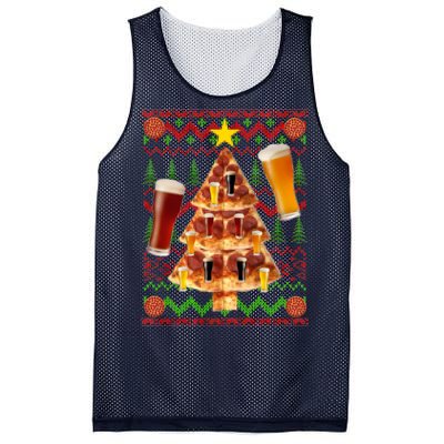 Pizza and Beer Ugly Christmas Sweater Mesh Reversible Basketball Jersey Tank