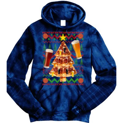 Pizza and Beer Ugly Christmas Sweater Tie Dye Hoodie