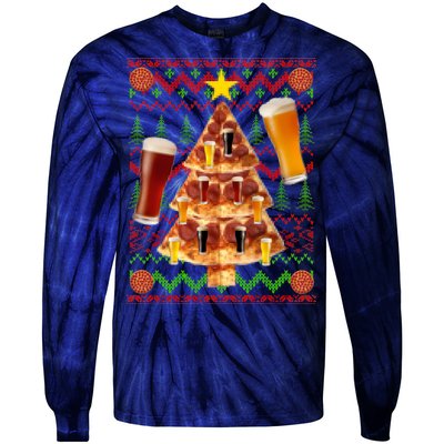 Pizza and Beer Ugly Christmas Sweater Tie-Dye Long Sleeve Shirt