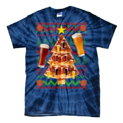 Pizza and Beer Ugly Christmas Sweater Tie-Dye T-Shirt