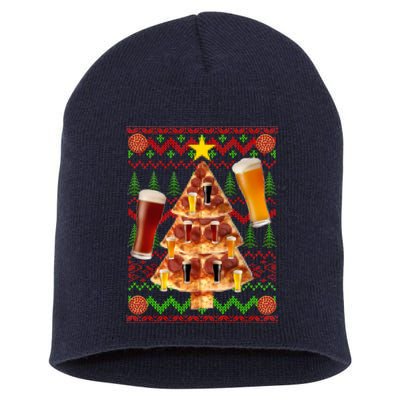 Pizza and Beer Ugly Christmas Sweater Short Acrylic Beanie