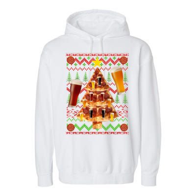 Pizza and Beer Ugly Christmas Sweater Garment-Dyed Fleece Hoodie