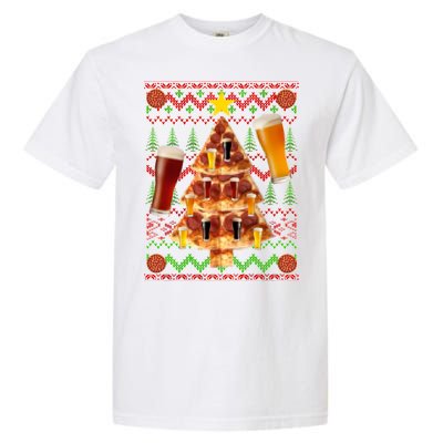 Pizza and Beer Ugly Christmas Sweater Garment-Dyed Heavyweight T-Shirt