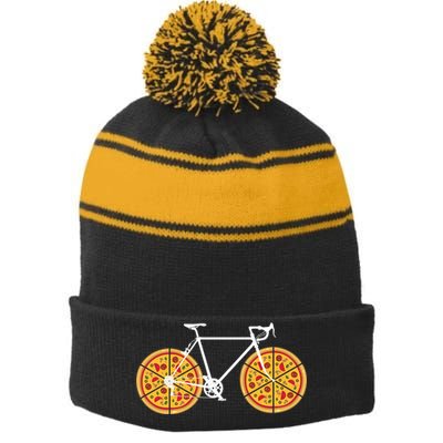 Pizza Bicycle  Stripe Pom Pom Beanie