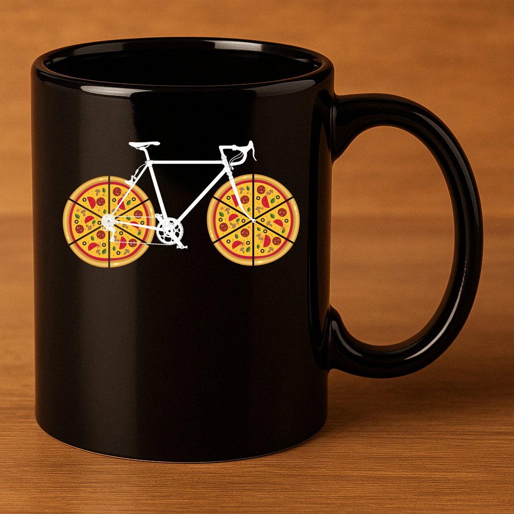 Pizza Bicycle  11oz C Handle Ceramic Mug
