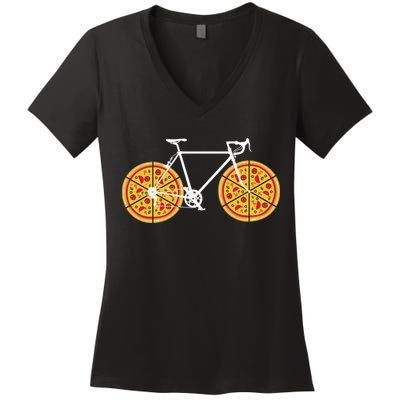 Pizza Bicycle  Women's V-Neck T-Shirt