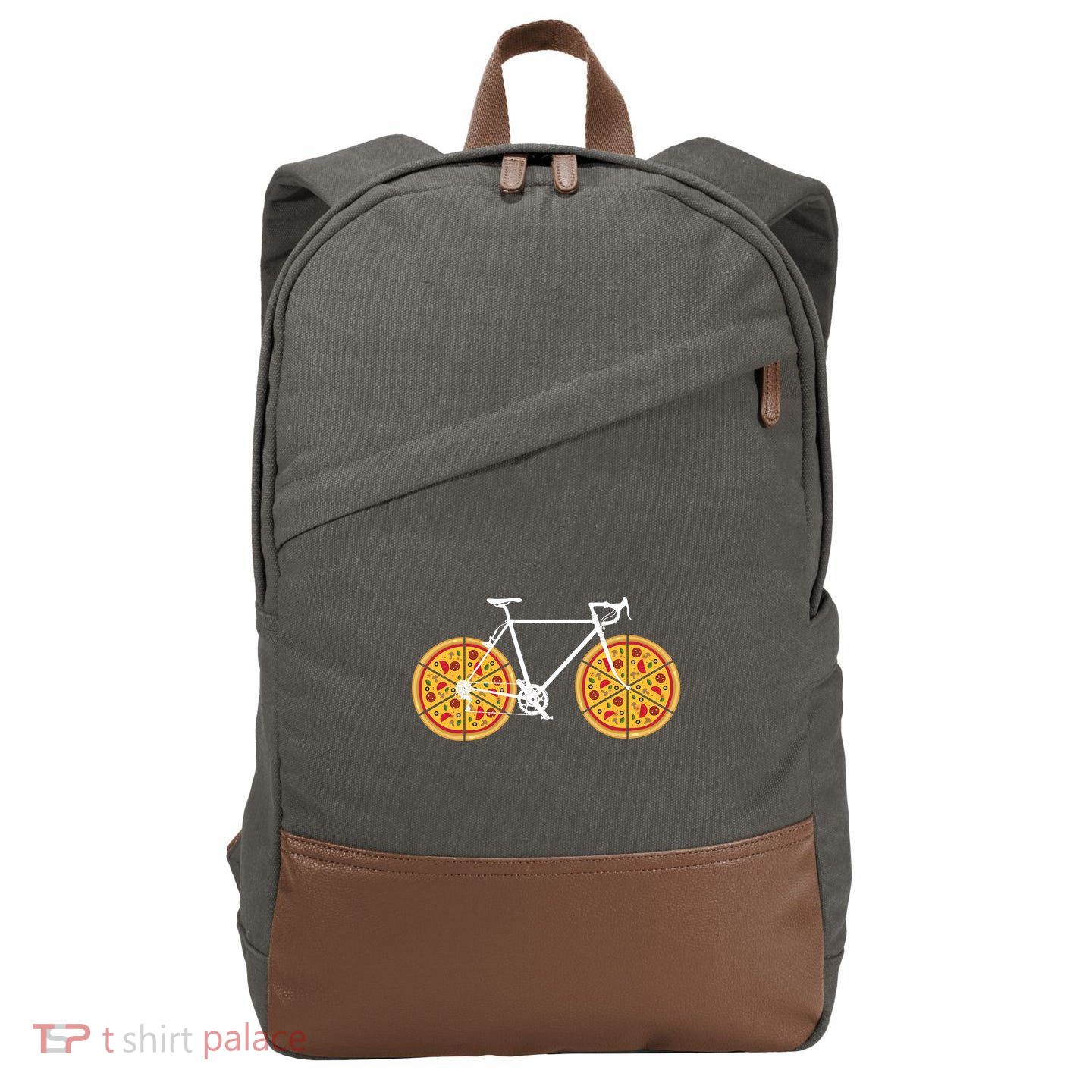 Pizza Bicycle  Cotton Canvas Backpack