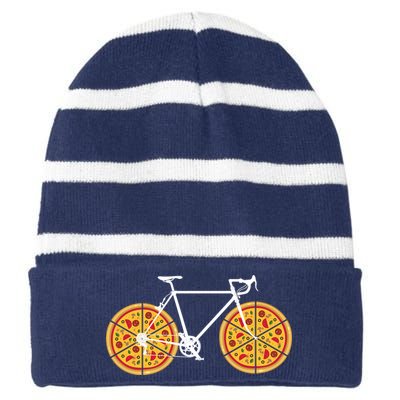 Pizza Bicycle  Striped Beanie with Solid Band