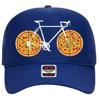 Pizza Bicycle  High Crown Mesh Back Trucker Hat